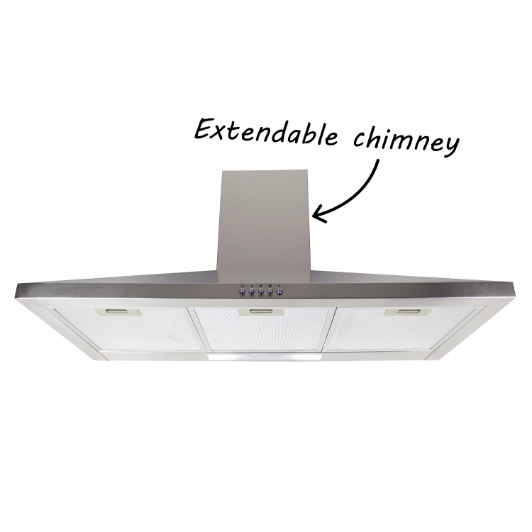 electriQ 90cm Traditional Chimney Cooker Hood - Stainless Steel