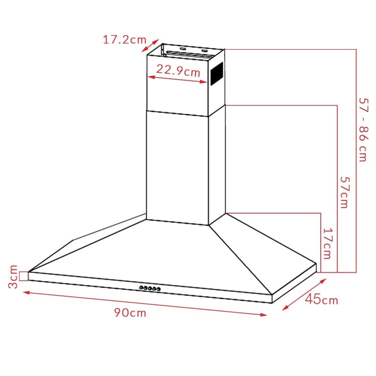 electriQ 90cm Traditional Chimney Cooker Hood - Stainless Steel