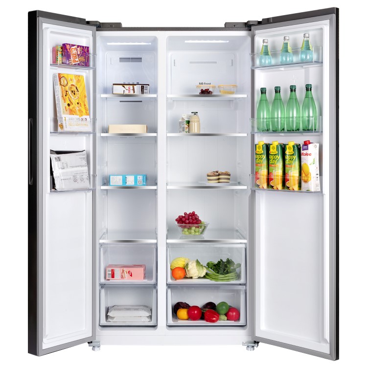 electriQ 525 Litre Side-by-Side American Fridge Freezer - Stainless steel