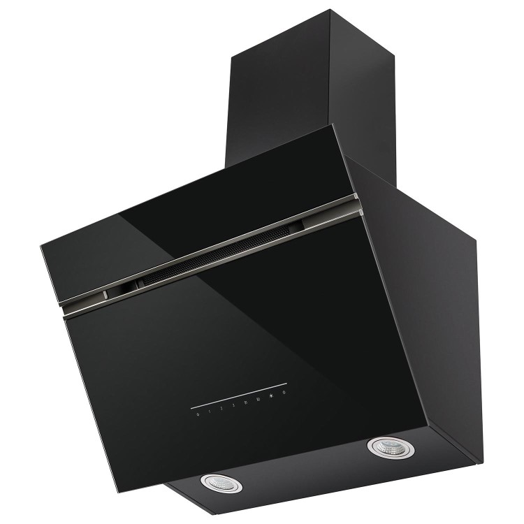 Refurbished electriQ eiQAN60BSSHEV2 60cm Super Silent Angled Cooker Hood Black