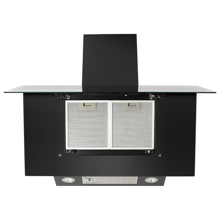 Refurbished electriQ eiQAN90BLTOUCH 90cm Angled Cooker Hood with Touch & Gesture Control Black