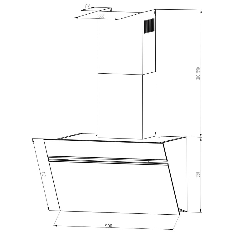 electriQ 90cm Super Silent Angled Cooker Hood - White