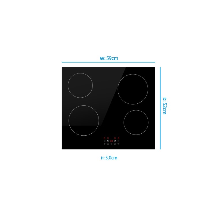 electriQ 60cm 4 Zone Ceramic Hob with Touch Controls