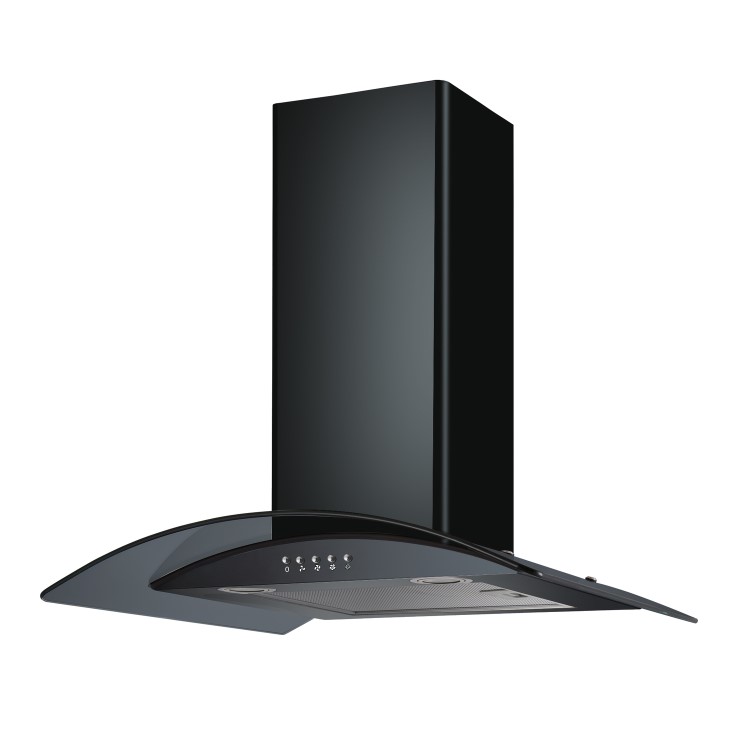 electriQ 80cm Curved Glass Black Chimney Cooker Hood  -  5 Year warranty