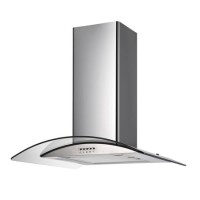 electriQ 80cm Curved Glass Stainless Steel Chimney Cooker Hood  -  5 Year warranty