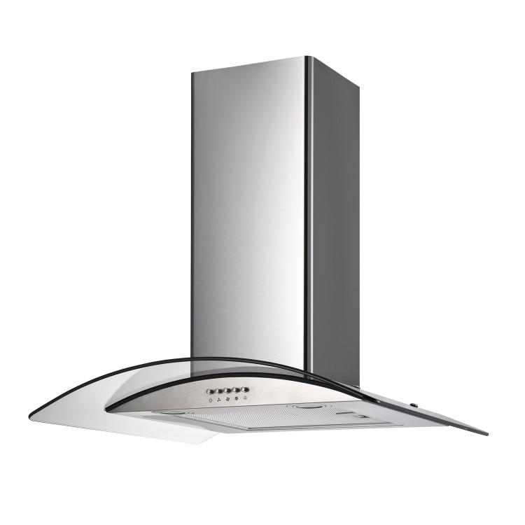 electriQ 80cm Curved Glass Stainless Steel Chimney Cooker Hood  -  5 Year warranty