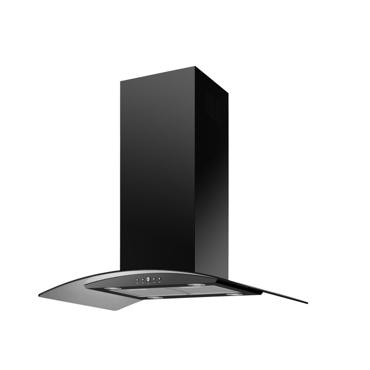 electriQ 90cm Curved Glass Island Cooker Hood - Black