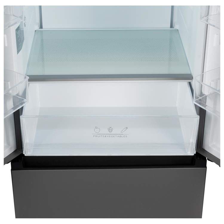 electriQ 391 Litre French Style American Fridge Freezer - Stainless Steel