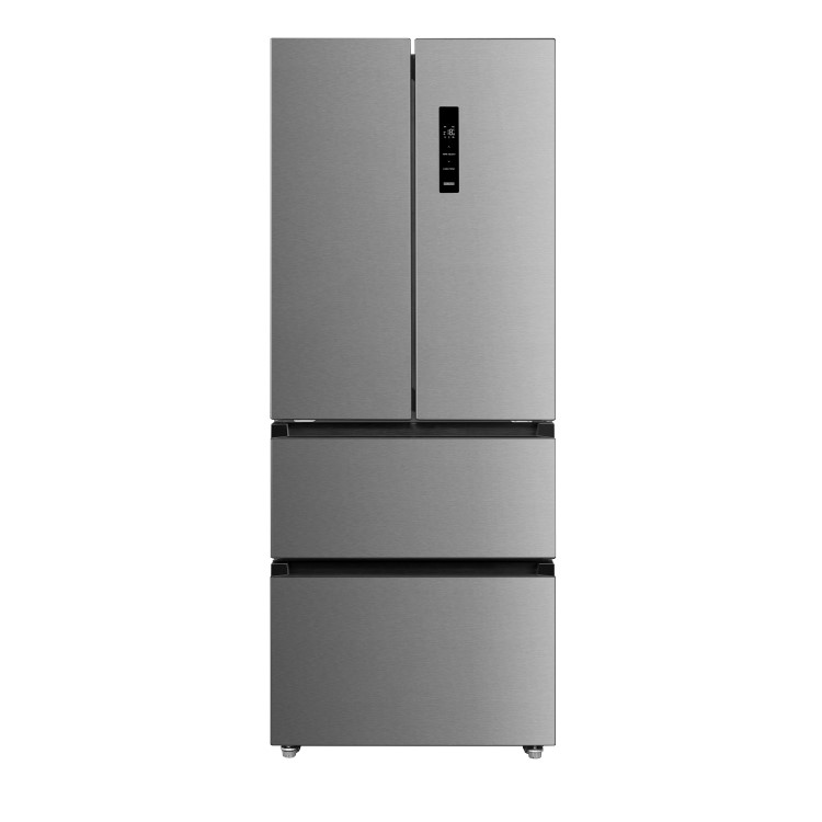 electriQ 391 Litre French Style American Fridge Freezer - Stainless Steel