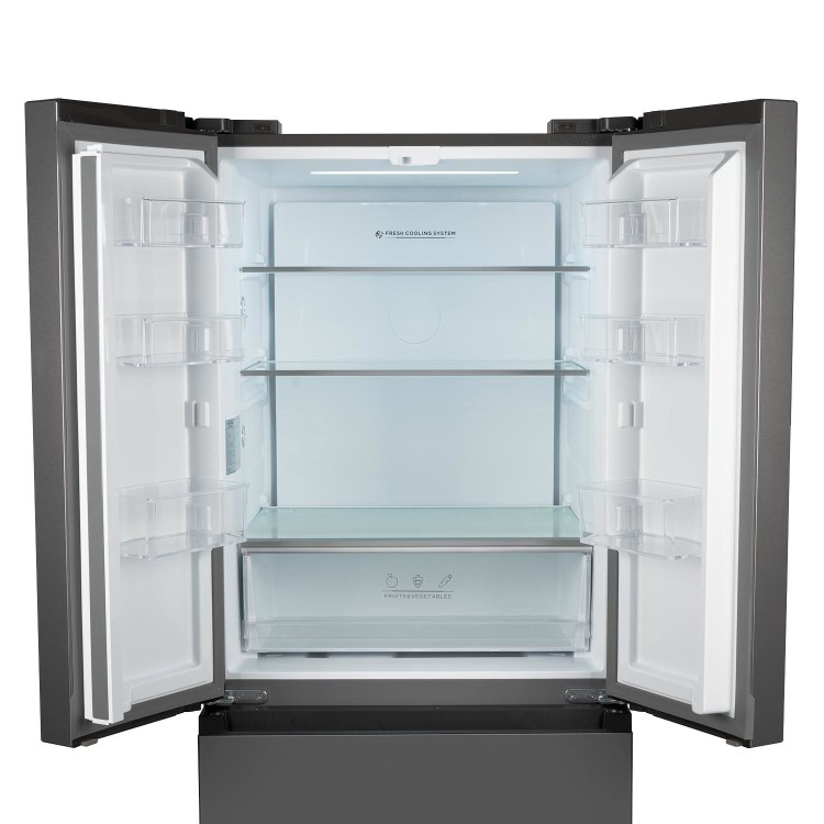 electriQ 391 Litre French Style American Fridge Freezer - Stainless Steel