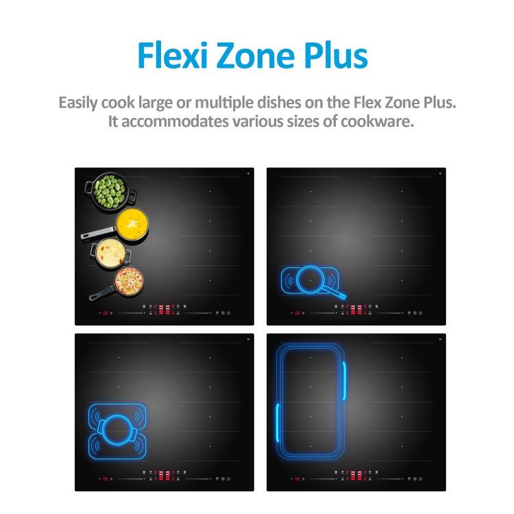 electriQ 60cm Induction Hob with Double Flex Zone and Pan Recognition