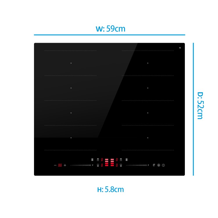 electriQ 60cm Induction Hob with Double Flex Zone and Pan Recognition