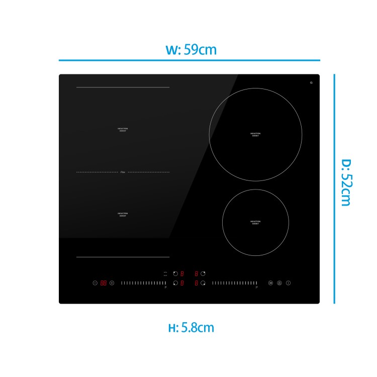 electriQ 60cm 4 Zone Induction Hob with Flex Zone