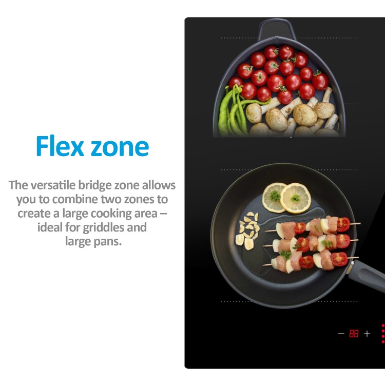 electriQ 90cm 6 Zone Induction Hob with Flex Zones and iMove Function