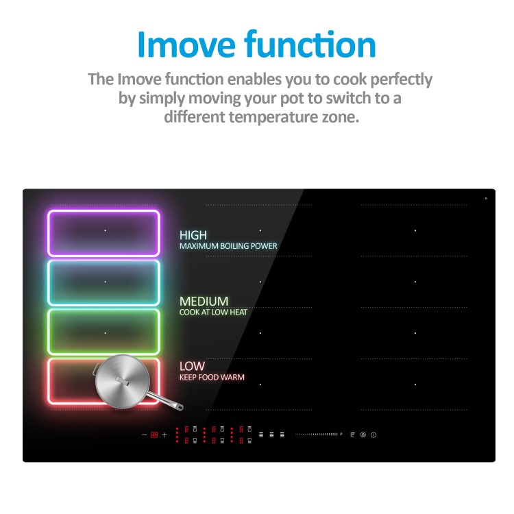 electriQ 90cm 6 Zone Induction Hob with Flex Zones and iMove Function