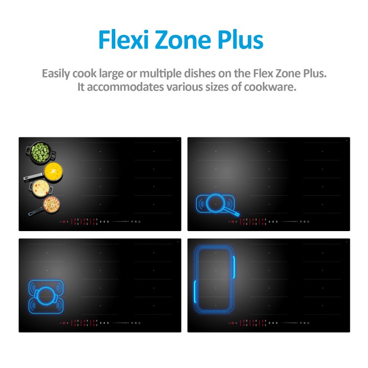 electriQ 90cm 6 Zone Induction Hob with Flex Zones and iMove Function