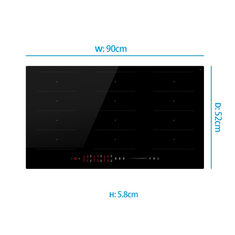 electriQ 90cm 6 Zone Induction Hob with Flex Zones and iMove Function