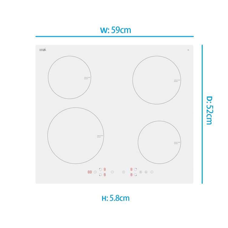 Refurbished electriQ eiQINDTPWHITE 60cm 4 Zone Plug In Induction Hob White