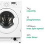 Refurbished electriQ eiQINTWM147A Integrated 7KG 1400 Spin Washing Machine White