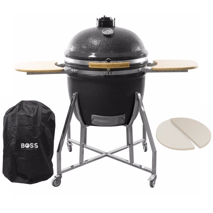 Boss Grill King Egg - 27 Inch Ceramic Kamado Style Charcoal Smoker BBQ Grill