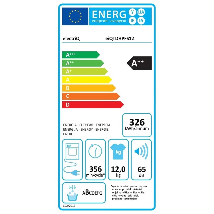 electriQ 12kg Heat Pump Tumble Dryer - White