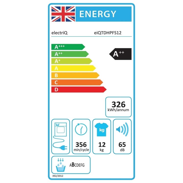 electriQ 12kg Heat Pump Tumble Dryer - White