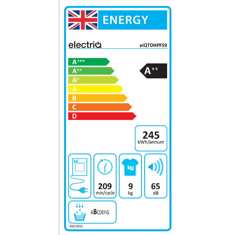 electriQ 9kg Heat Pump Tumble Dryer - White