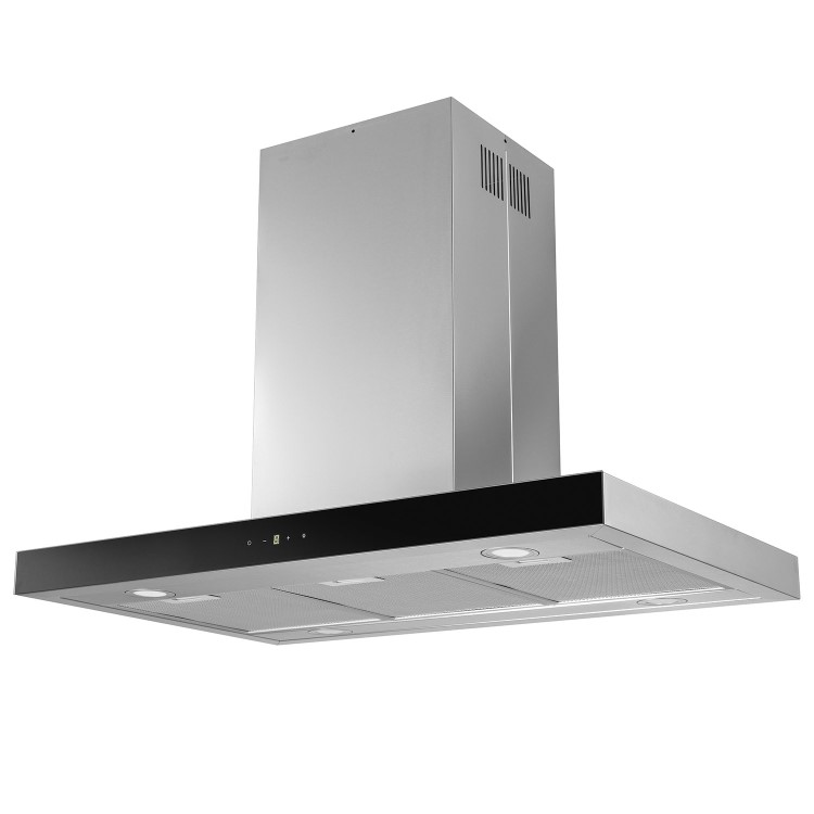 Refurbished electriQ eiQTMISLANDSLIM 90cm Slimline Box Touch Control Island Hood Stainless Steel