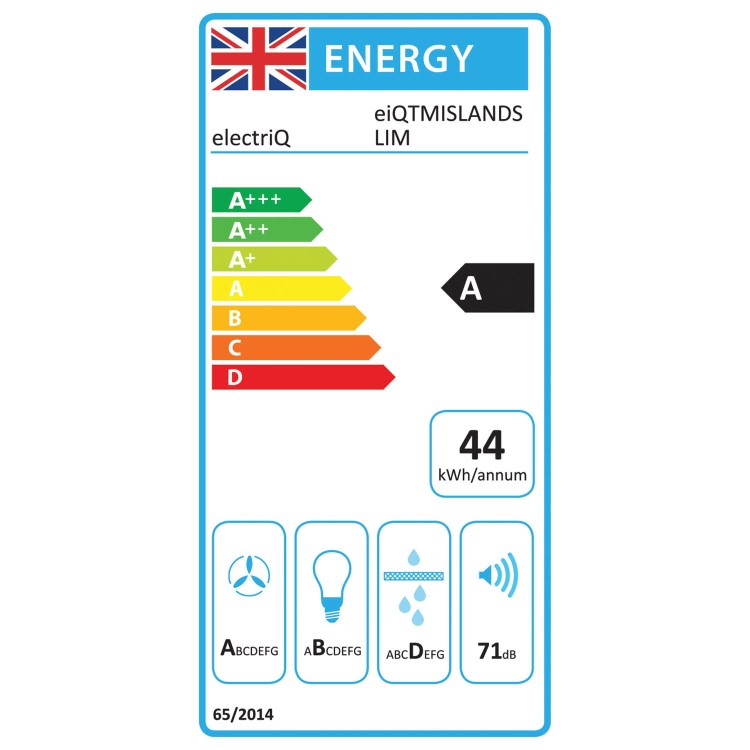 Refurbished electriQ eiQTMISLANDSLIM 90cm Slimline Box Touch Control Island Hood Stainless Steel