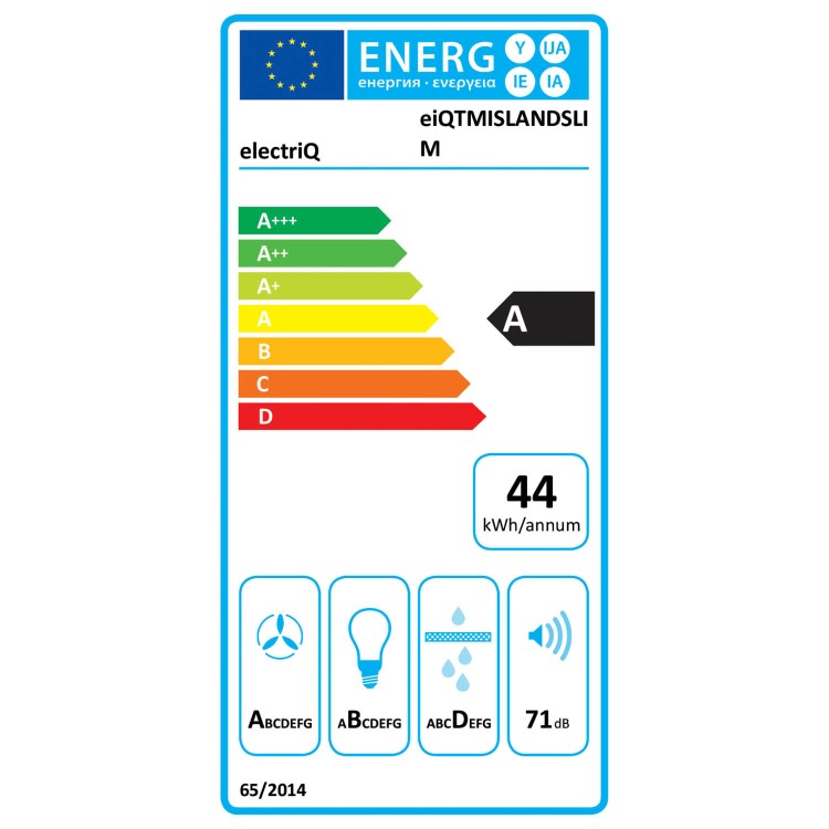 Refurbished electriQ eiQTMISLANDSLIM 90cm Slimline Box Touch Control Island Hood Stainless Steel