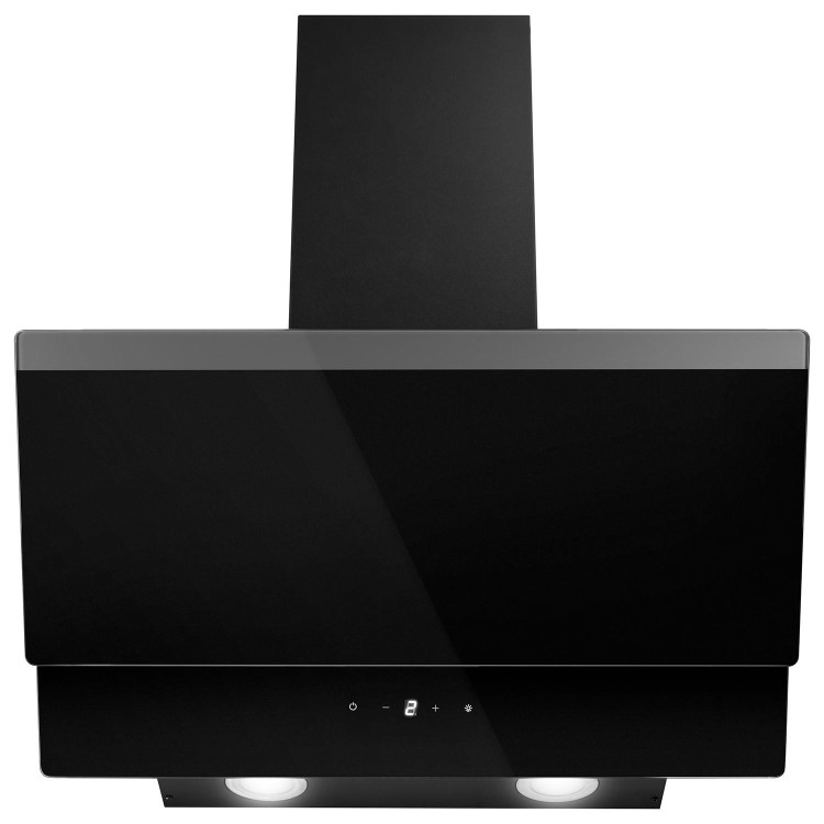 electriQ 60cm Angled Hood with Touch Control - Black - A Rated