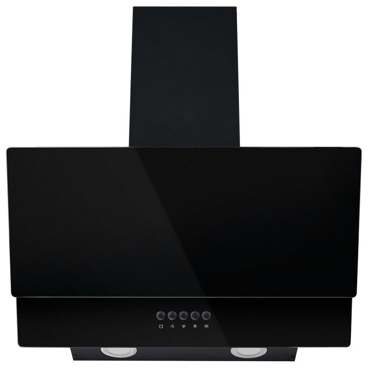 electriQ 60cm Angled Chimney Cooker Hood - Black Glass