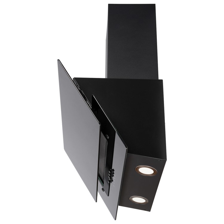 electriQ 60cm Angled Chimney Cooker Hood - Black Glass