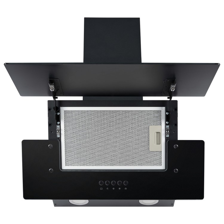 electriQ 60cm Angled Chimney Cooker Hood - Black Glass