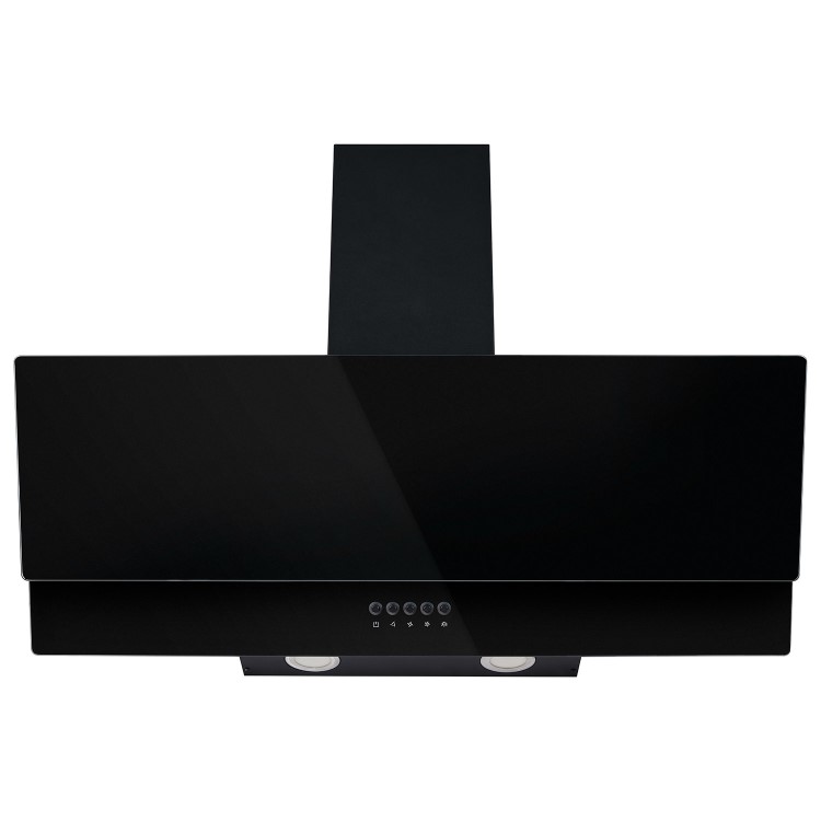 electriQ 90cm Angled Chimney Cooker Hood - Black Glass