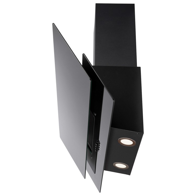 electriQ 90cm Angled Chimney Cooker Hood - Black Glass