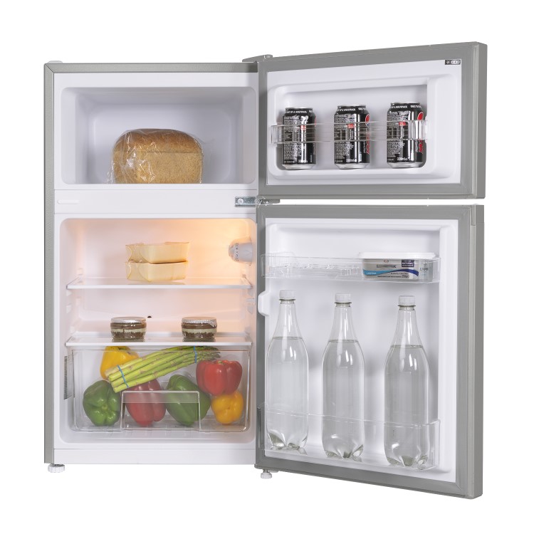 electriQ Under Counter Freestanding Fridge Freezer - Silver