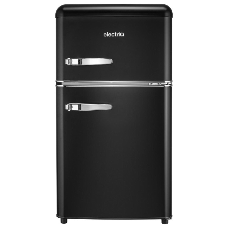 electriQ 80 Litre 70/30 Retro Freestanding Fridge Freezer - Matte Black