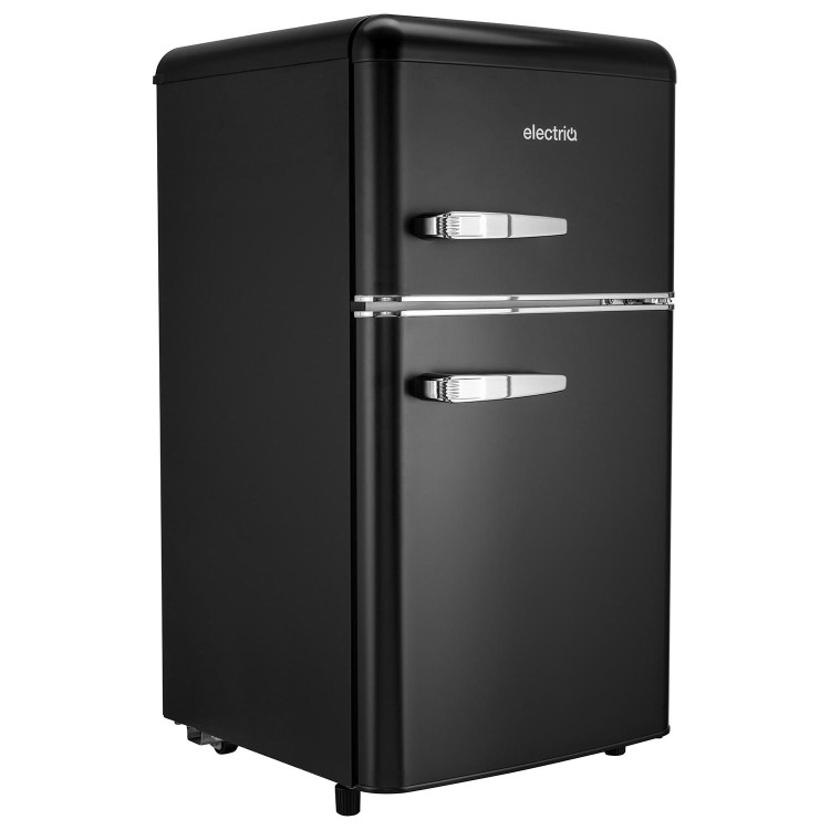 electriQ 80 Litre 70/30 Retro Freestanding Fridge Freezer - Matte Black