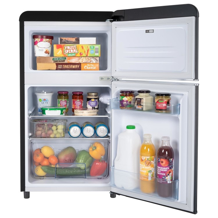 electriQ 80 Litre 70/30 Retro Freestanding Fridge Freezer - Matte Black