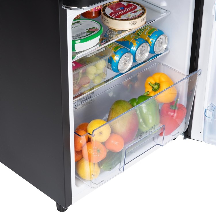 electriQ 80 Litre 70/30 Retro Freestanding Fridge Freezer - Matte Black