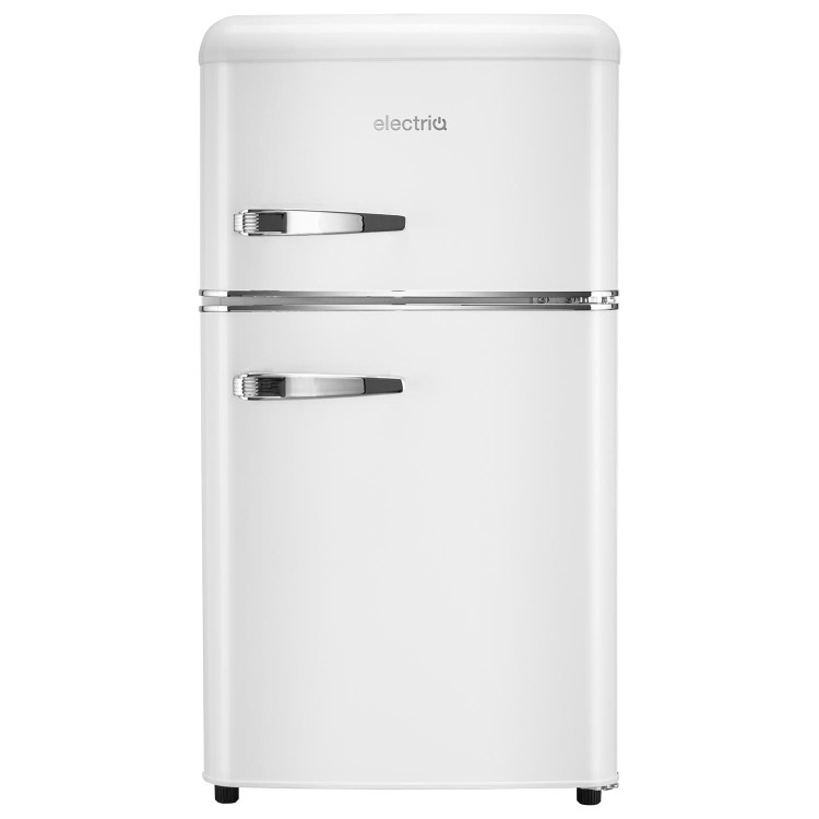 Refurbished electriQ eiQUCRETROFFWHT Freestanding 80 Litre 70/30 Retro Fridge Freezer White