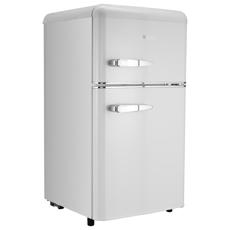 Refurbished electriQ eiQUCRETROFFWHT Freestanding 80 Litre 70/30 Retro Fridge Freezer White