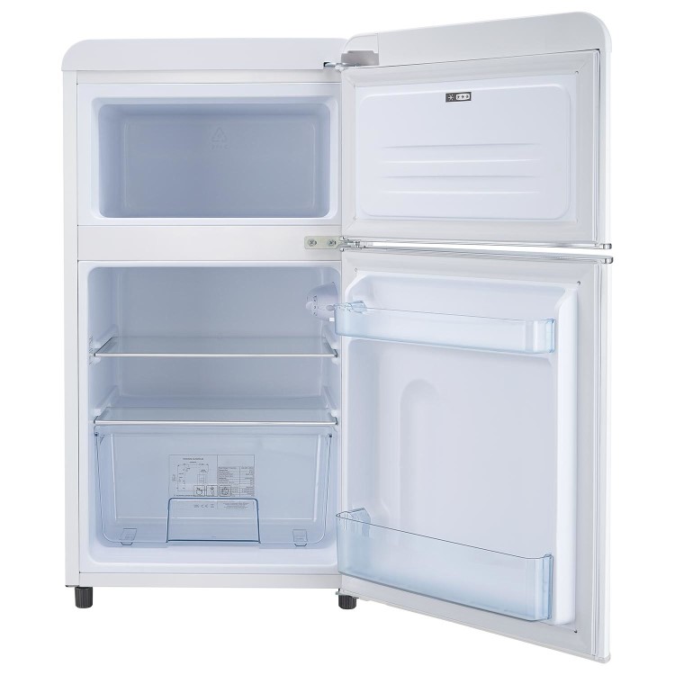 electriQ 80 Litre 70/30 Retro Freestanding Fridge Freezer - White