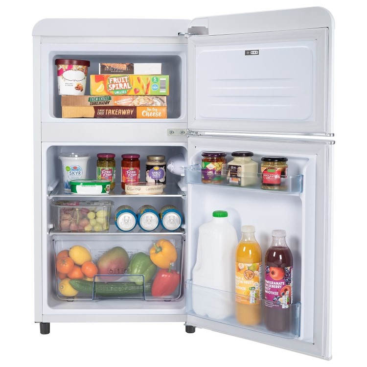 electriQ 80 Litre 70/30 Retro Freestanding Fridge Freezer - White