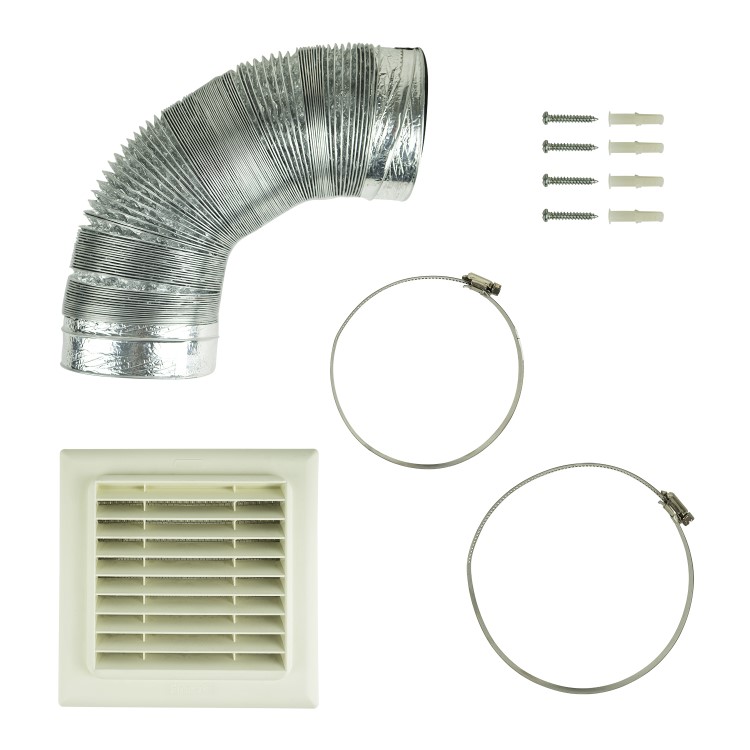 Refurbished electriQ eiQVENTKIT125FLAT Universal 120-125mm Diameter Kitchen Cooker Hood 3m Ducting Kit with Flat Vent