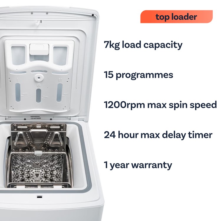 electriQ 7kg 1200rpm Top Loading Washing Machine - White