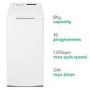 Refurbished electriQ eiQWMTL8A Freestanding 8KG 1300 Spin Top Loading Washing Machine White