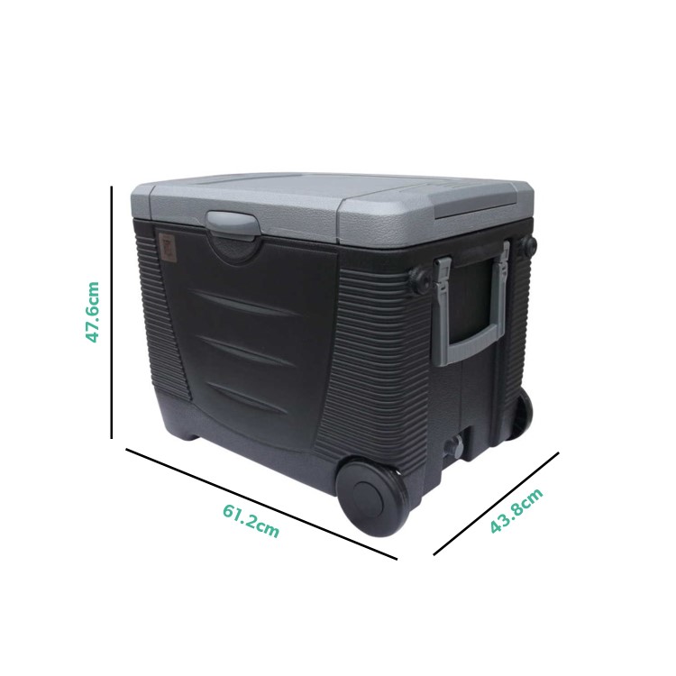 electriQ 45 Litre Portable Electric Coolbox with Wheels - Black