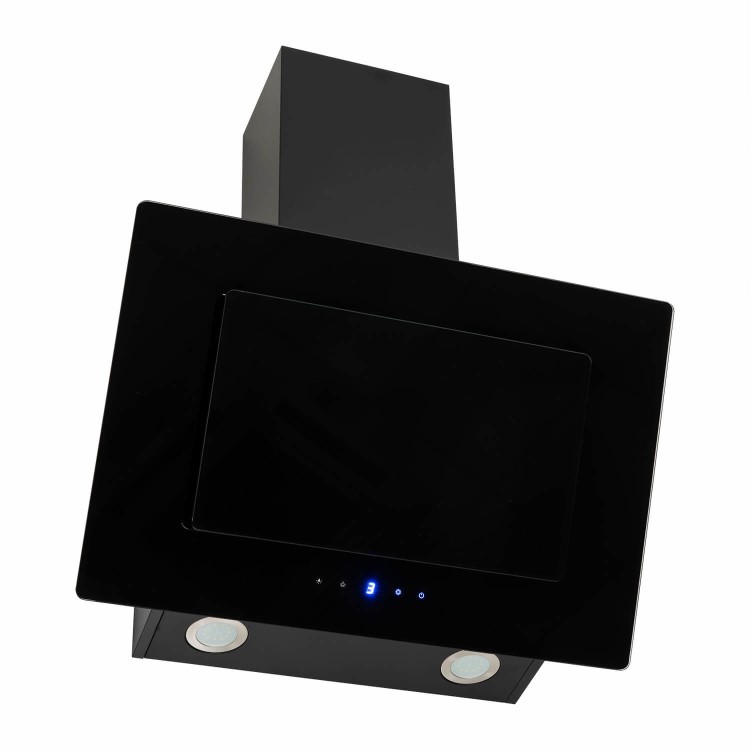 electriQ 60cm Angled Chimney Cooker Hood with Colour Change Lights - Black 